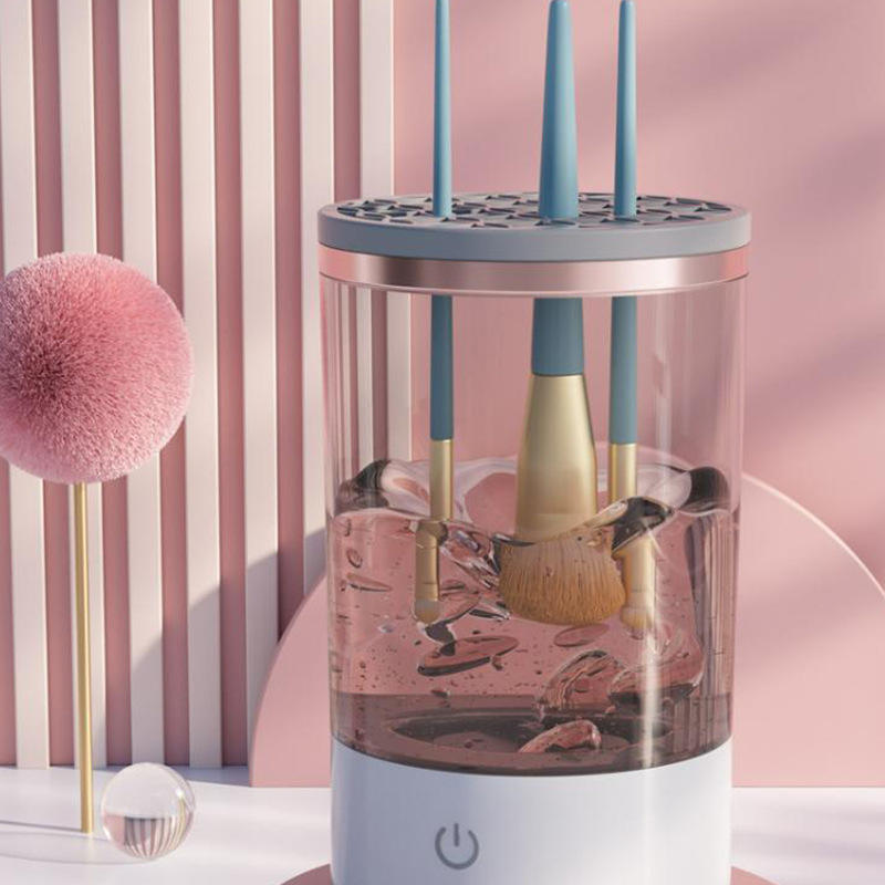 Electric Makeup Brush Cleaner with silicon holder | USB Rechargeable | Automatic Design | Portable Cosmetic Brush & Blender Cleaning Machine Dropdash