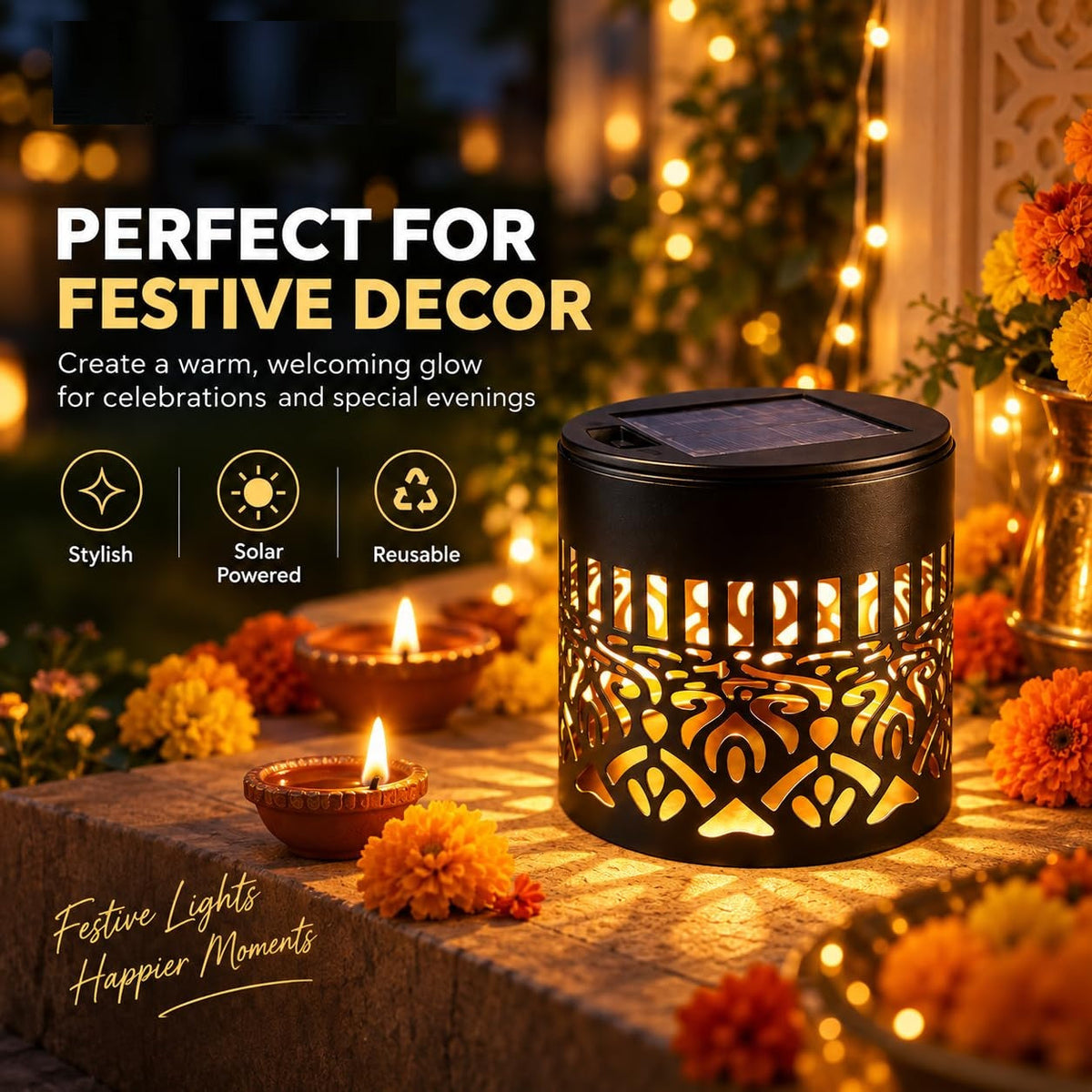 Solar Mandala Fence Light | Decorative Solar Garden Light for Fence, Pathway, Balcony & Outdoor Décor Dropdash
