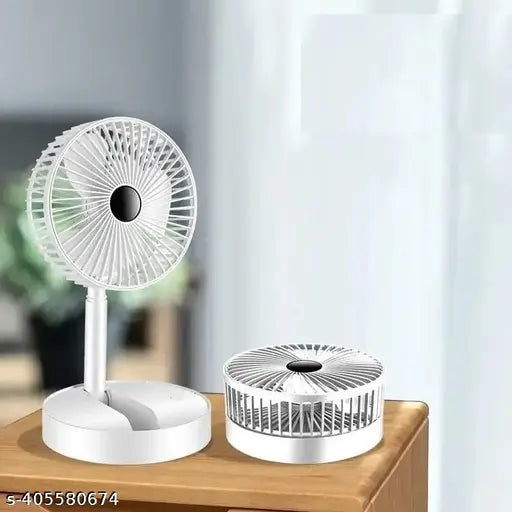 USB Rechargeable Foldable Desk Fan | Height Adjustable | 3-Speed Portable Table Fan with Mobile Phone Stand