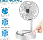 USB Rechargeable Foldable Desk Fan | Height Adjustable | 3-Speed Portable Table Fan with Mobile Phone Stand 19381