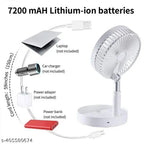 USB Rechargeable Foldable Desk Fan | Height Adjustable | 3-Speed Portable Table Fan with Mobile Phone Stand 19381