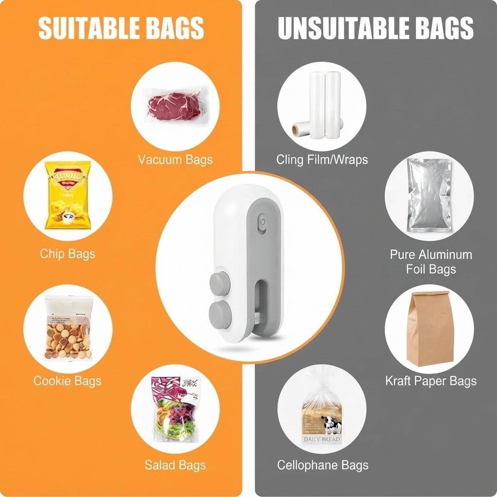 Portable Mini Sealing Machine 2 in 1 USB Rechargeable Magnetic Heat Sealing and Cutting Bag Seale 4485