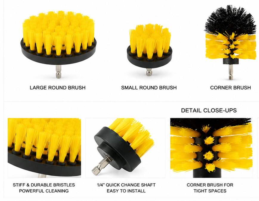 Power Drill Scrubber Brush 4PCS Set- (Pack of1) 35930