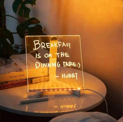 DIY LED Acrylic Writing Board | Reusable Glow Drawing & Message Board with USB Light for Kids & Home Decor