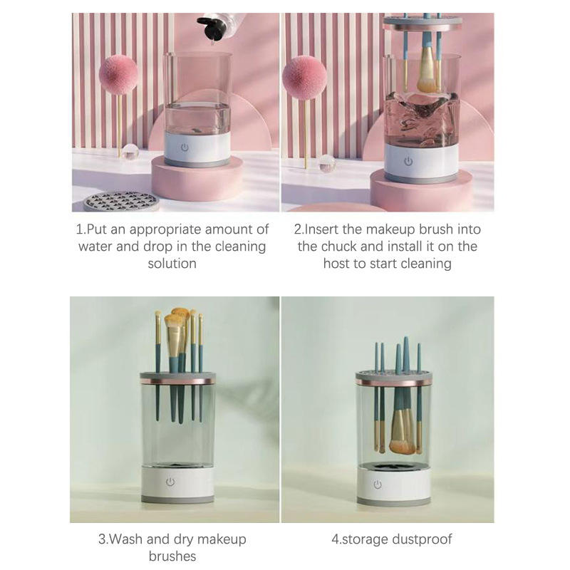Electric Makeup Brush Cleaner with silicon holder | USB Rechargeable | Automatic Design | Portable Cosmetic Brush & Blender Cleaning Machine Dropdash