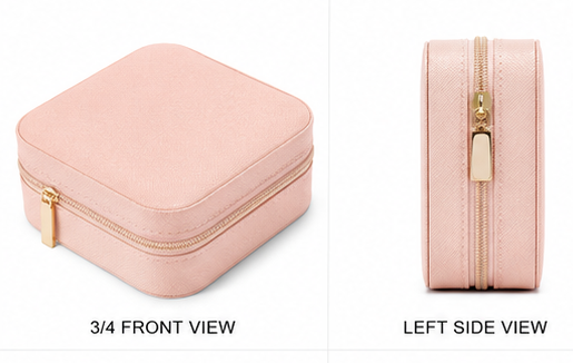 Rectangle Peach Leather Jewellery Box, For Gifting 19357