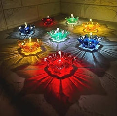 Lotus 3D Reflection Water Sensor LED Diya Pack of 12 | Flameless Decorative Diya for Diwali & Pooja
