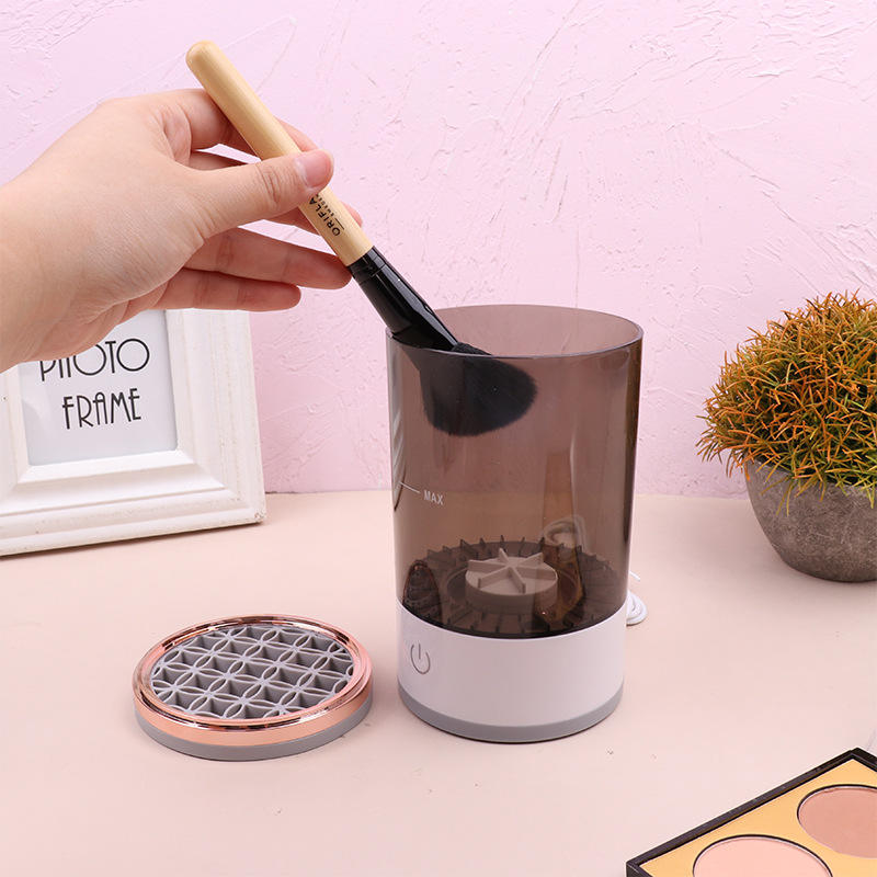 Electric Makeup Brush Cleaner with silicon holder | USB Rechargeable | Automatic Design | Portable Cosmetic Brush & Blender Cleaning Machine Dropdash