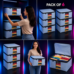 Foldable Wardrobe Organizer with Zip & Transparent Window (Pack of 6)