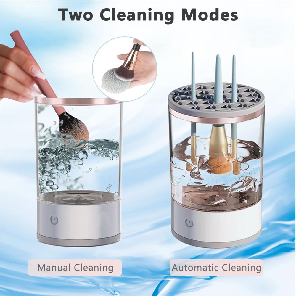 Electric Makeup Brush Cleaner with silicon holder | USB Rechargeable | Automatic Design | Portable Cosmetic Brush & Blender Cleaning Machine Dropdash