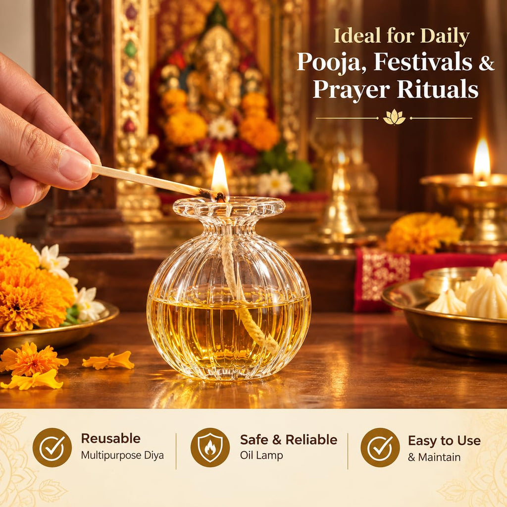 Glass Modak Shape Diyas | Decorative Diwali Diyas for Pooja, Rangoli & Festive Home Décor Dropdash