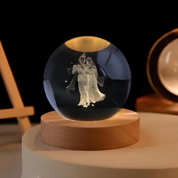 3D Radha Krishna Crystal Ball Night Light | LED Lamp for Home Decor, Pooja Room & Gifting Dropdash