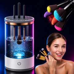 Electric Makeup Brush Cleaner with silicon holder | USB Rechargeable | Automatic Design | Portable Cosmetic Brush & Blender Cleaning Machine