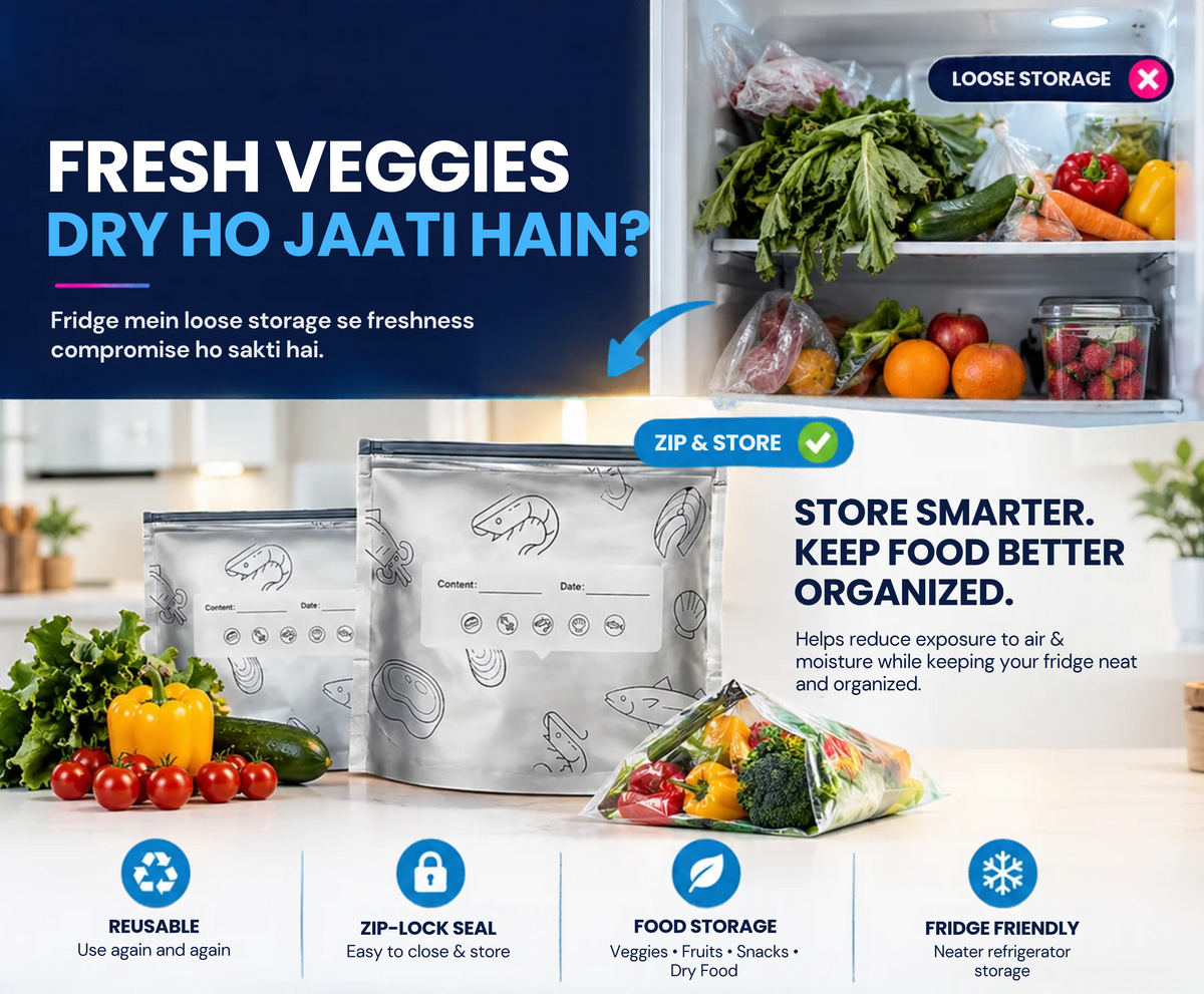 Reusable Aluminum Foil Zip Lock Airtight Food Storage Bags - Pack of 20 | Food Storage & Freezer Organizer Bags Dropdash