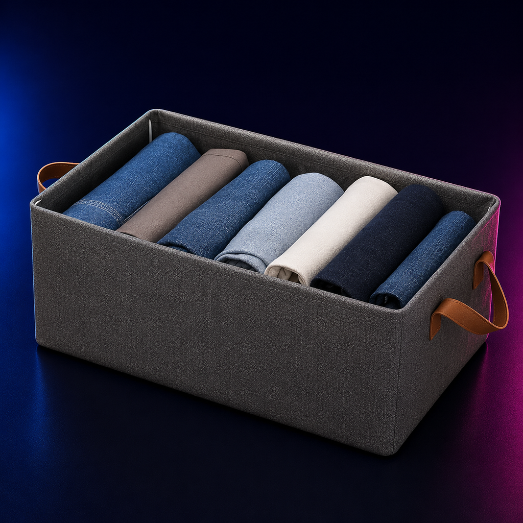 Organizer for Clothes with Metal Frame Rectangle Storage Baskets for Clothing Fabric Storage Box with Handles ( Pack Of 1 ) Dropdash