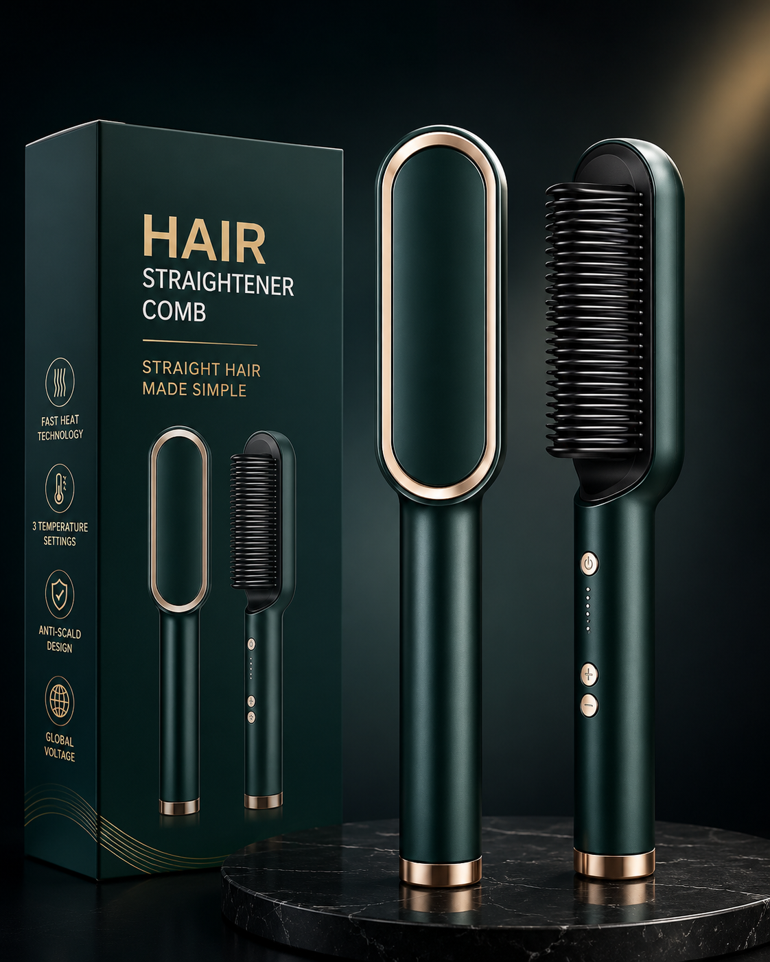 Tourmaline Ceramic Hair Curler Brush | Hair Straightening Iron Perfect for Saloon at Home Hair Styler Dropdash