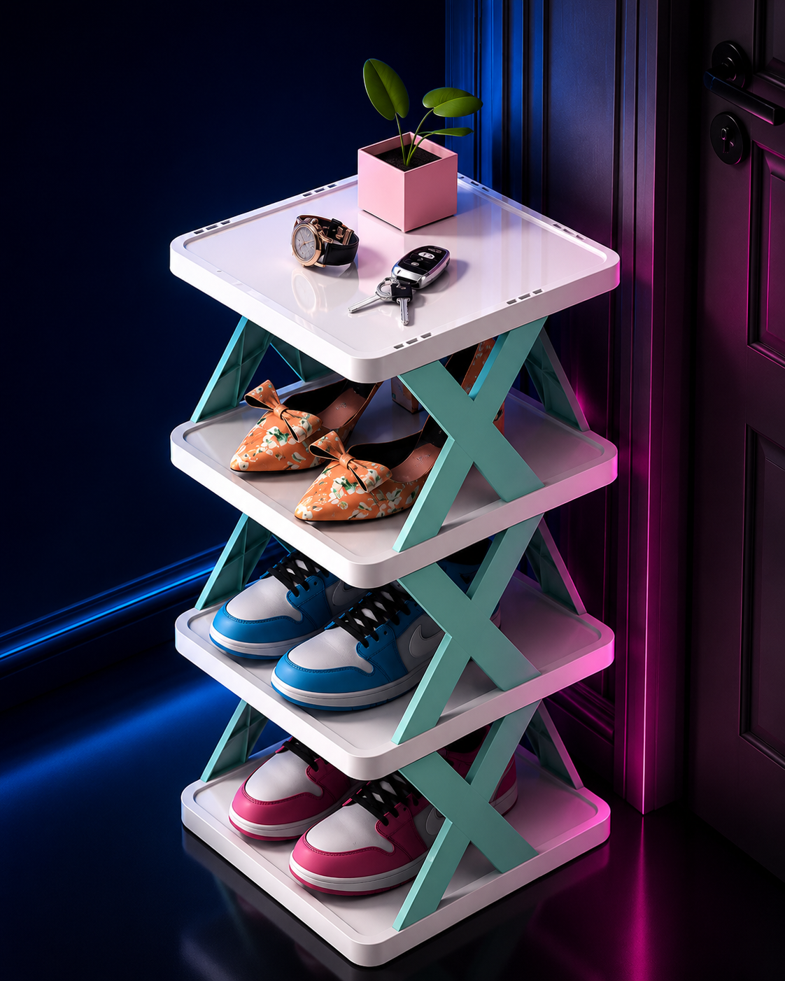 Premium Quality Plastic Shelf Foldable Shoe Rack Dropdash