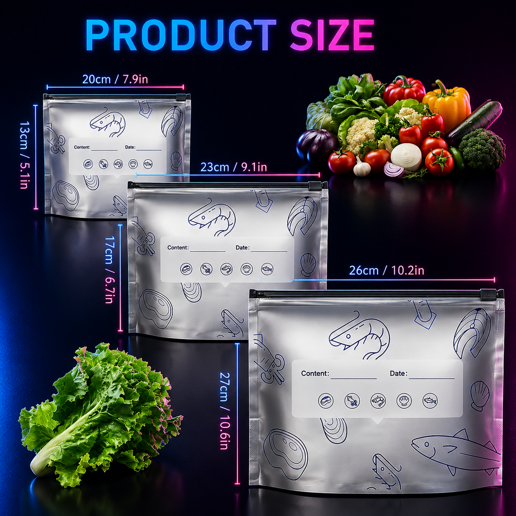 Reusable Foil Zip Lock Vacuum Food Storage Bag(Pack of 20) Dropdash