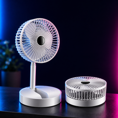 USB Rechargeable Foldable Desk Fan | Height Adjustable | 3-Speed Portable Table Fan with Mobile Phone Stand