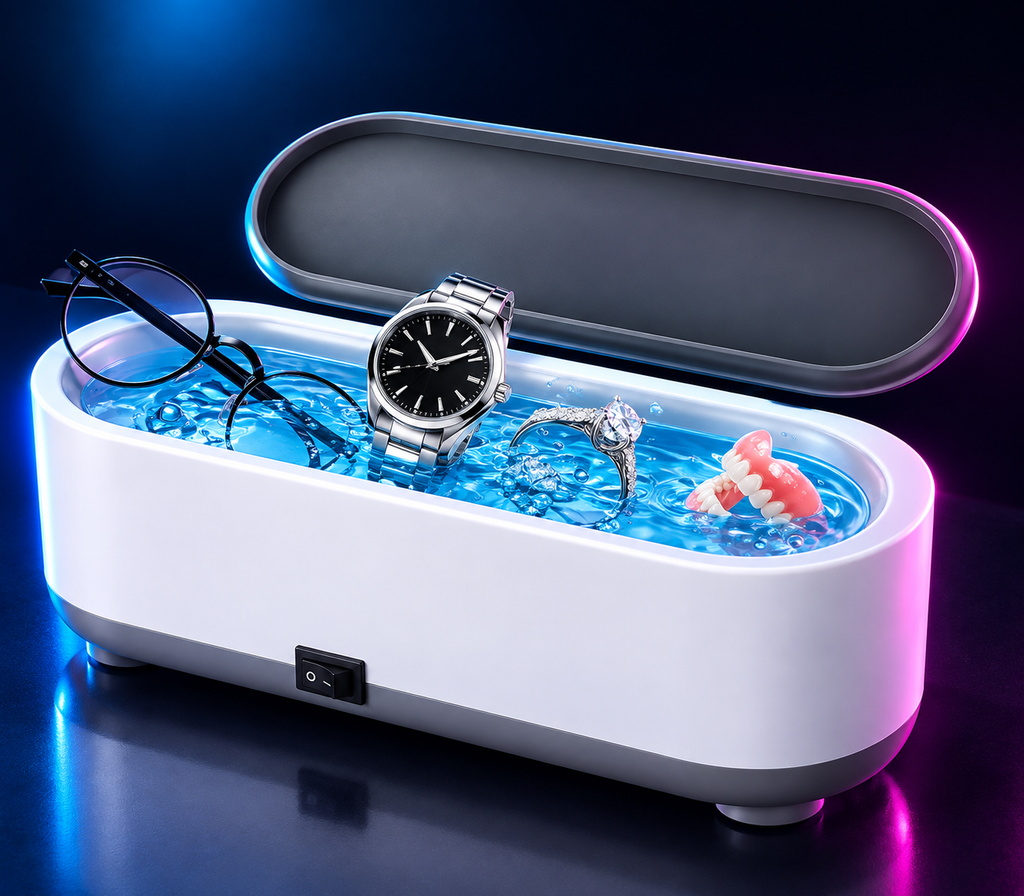 Ultrasonic Jewelry Cleaner | Professional At-Home Ultrasonic Vibration Cleaning Machine for Valuables & Gadgets | Best Jewelry, Watch & Eyeglass Cleaner Machine Dropdash