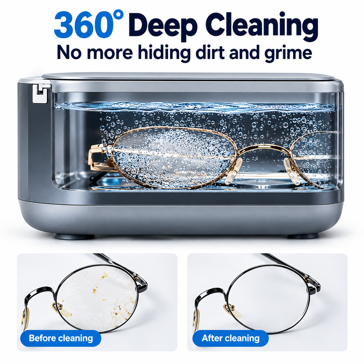High Frequency Vibration Cleaner | Best Jewelry, Watch & Eyeglass Cleaner Machine | Professional At-Home Ultrasonic 46KHz High-Frequency Cleaning Machine for Valuables & Gadgets | 350 ml capacity Dropdash