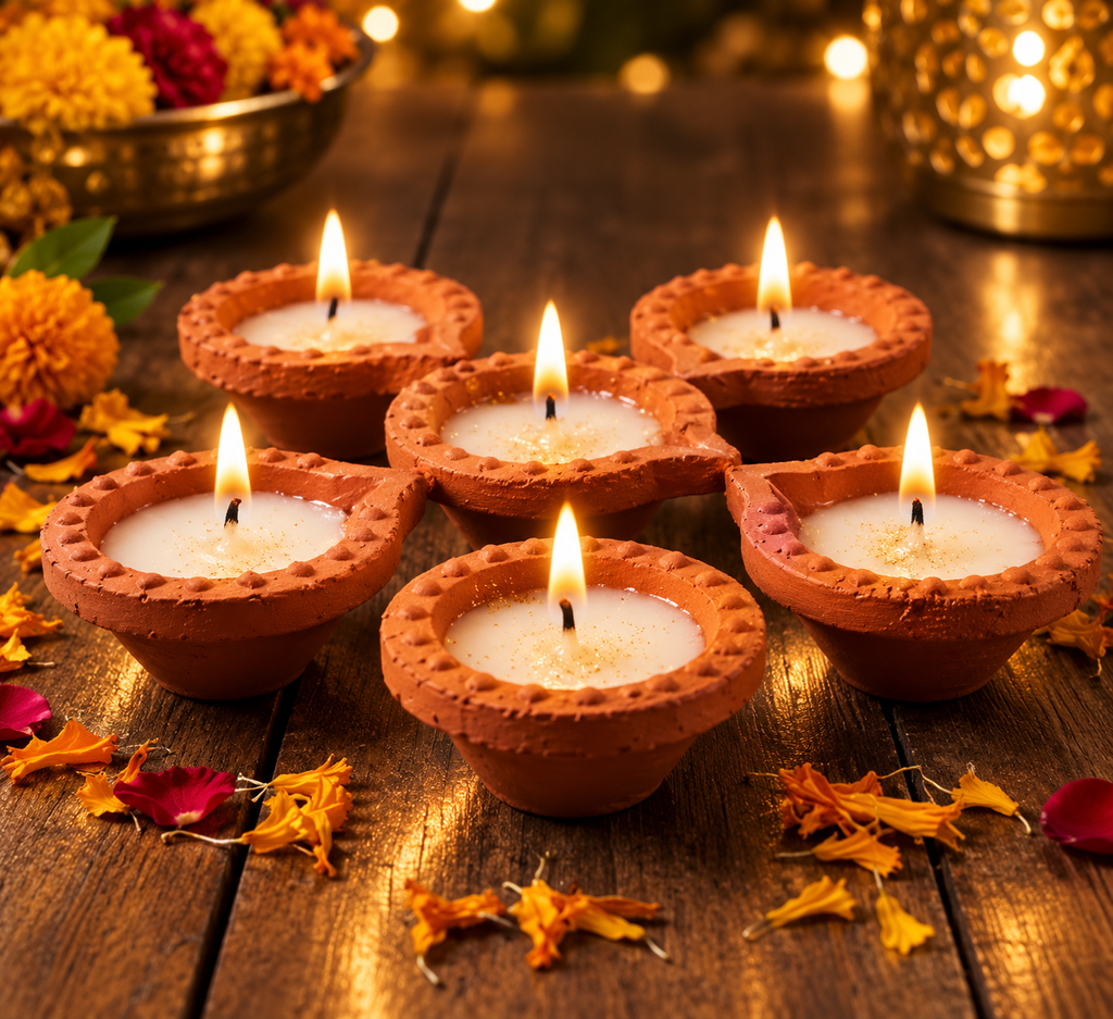 Classic Clay Wax Diya Set | Traditional Decorative Diyas for Diwali, Pooja & Festive Home Décor Dropdash