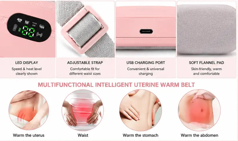 Period Cramp Relief Massager with Heating Pad for Back Pain|Cramp Free- Period Cramp Relief Heater & Massager|Works As Periods Pain Relief|Periods Cramps,Back/Belly Heating Pad 18057