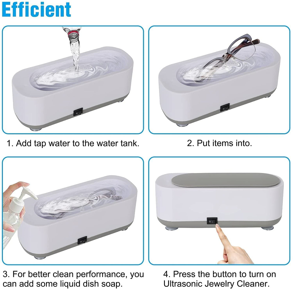 High Frequency Vibration Cleaner | Best Jewelry, Watch & Eyeglass Cleaner Machine | Professional At-Home Ultrasonic 46KHz High-Frequency Cleaning Machine for Valuables & Gadgets | 350 ml capacity Dropdash