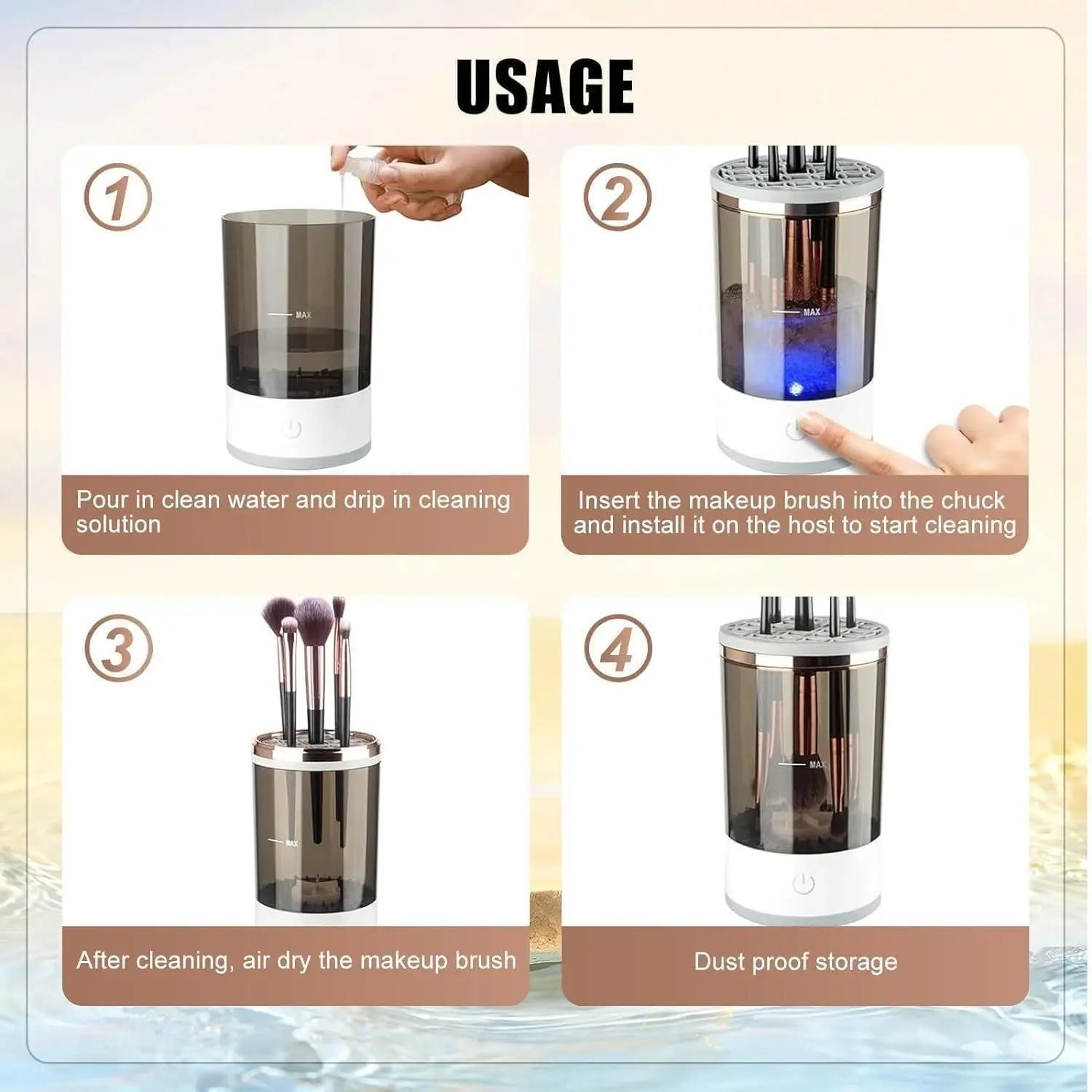 Make Up Brush Cleaner,Electric Brush Cleaner, USB Rechargeable Automatic Deep Cosmetic Cleaning Device gyf29m-i4