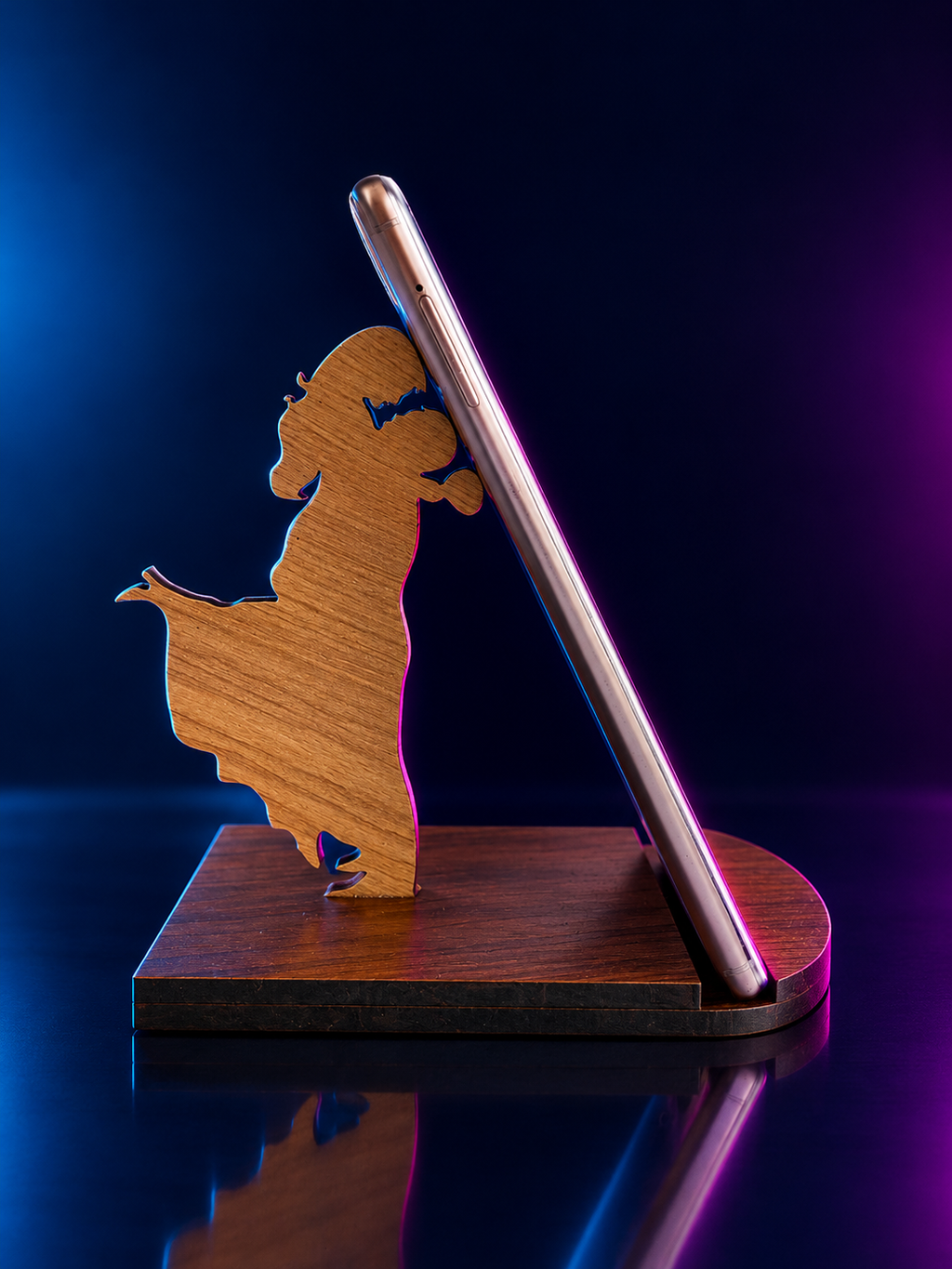 Wooden Mobile Stand Couple Shape | Decorative Phone Holder for Desk, Table & Gifting Dropdash