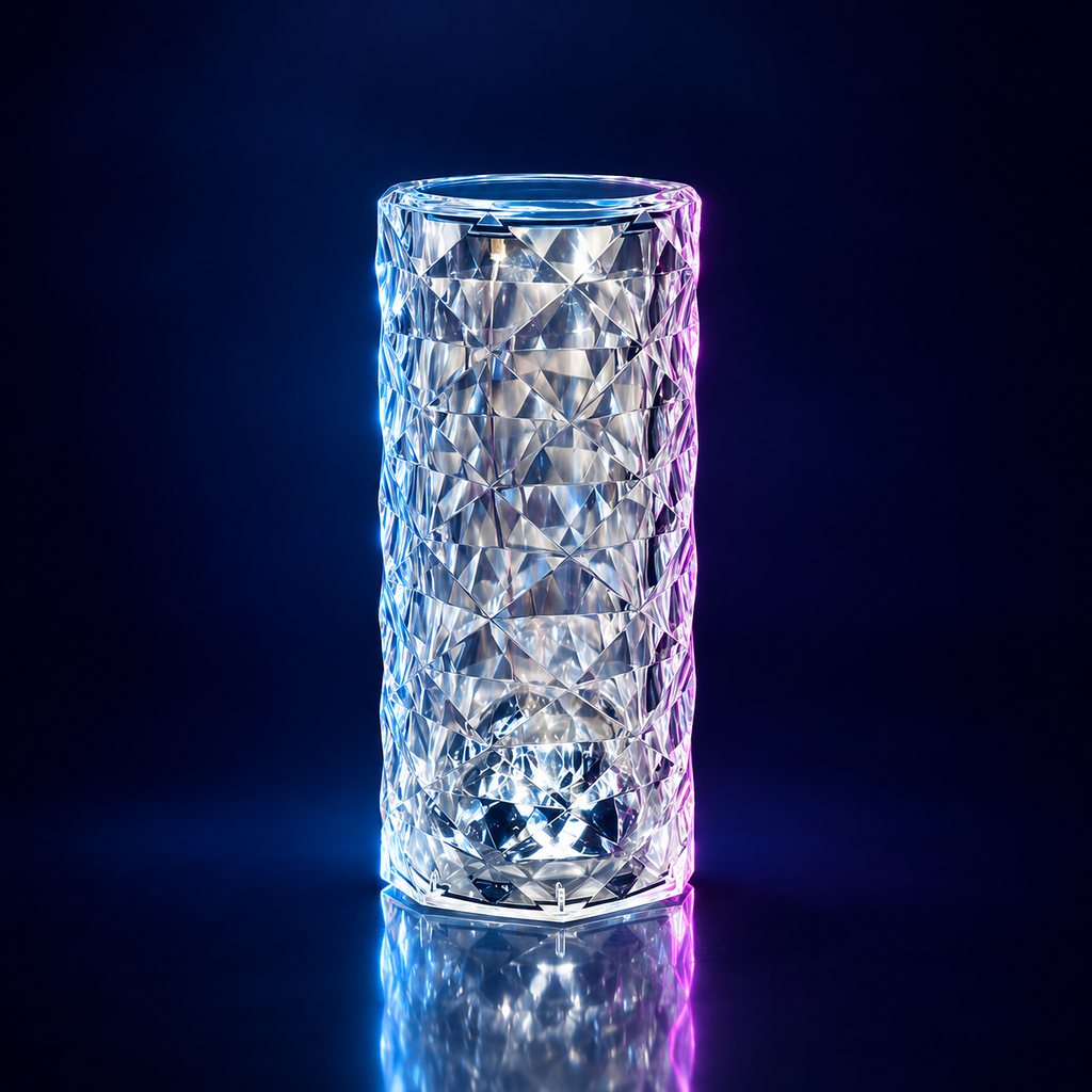 Crystal Touch Control Rechargeable Rose Diamond Table Lamp | LED Color Changing Night Light for Home Decor Dropdash