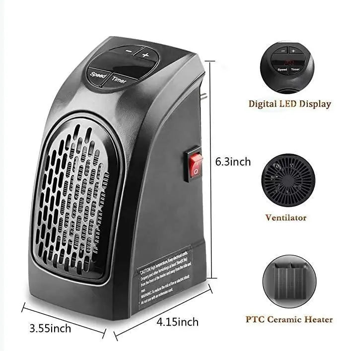 Room Heater Handy Heater for Home, Office, Camper LED Screen 400 Watts Portable Wall Heater Warmer, Mini Blower Heater for Winter gyf29m-i4