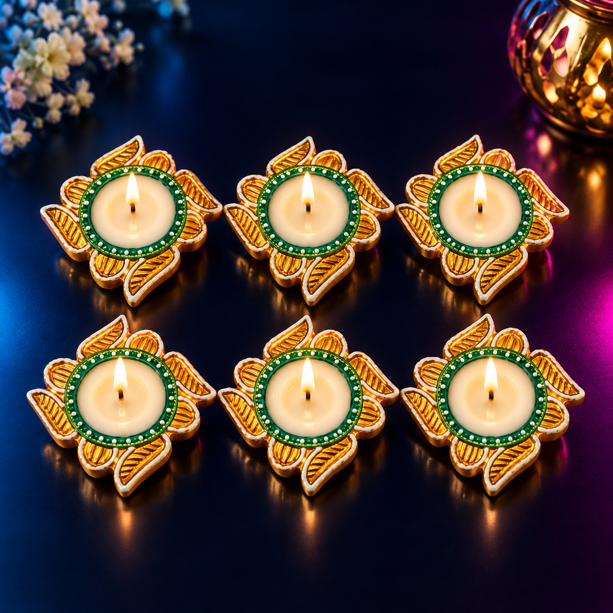 Decorative Diya Set for Diwali & Pooja | Traditional Indian Home Decor, Festive Decoration & Gifting Dropdash
