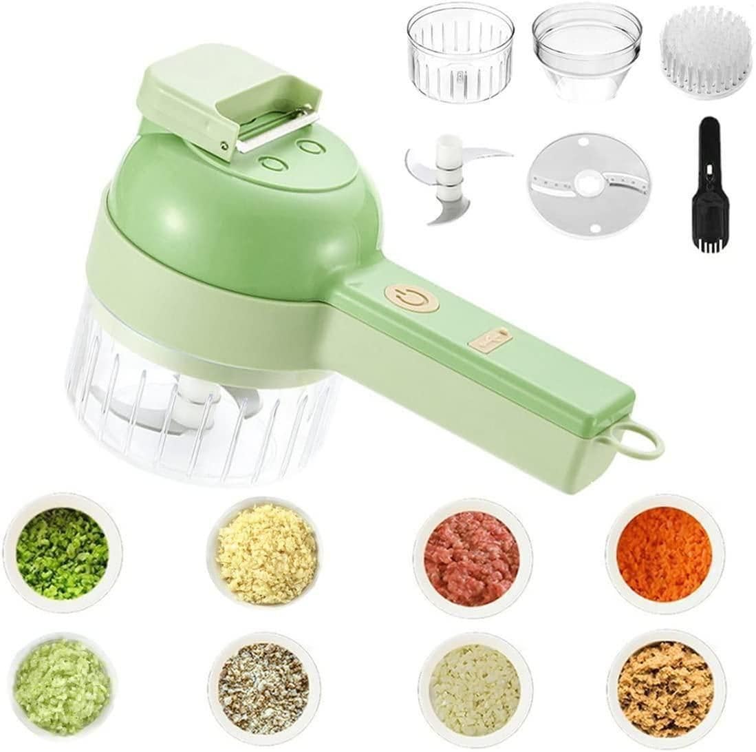 4-in-1 Electric Choppers | Multi-Function Food Processor | Mini Chopper, Garlic Masher, Slicer & Dicer | Compact Kitchen Gadget Dropdash