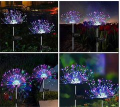 Solar Firework Lights 2 Pack | 120 LED Outdoor Solar Garden Lights for Lawn, Patio & Décor