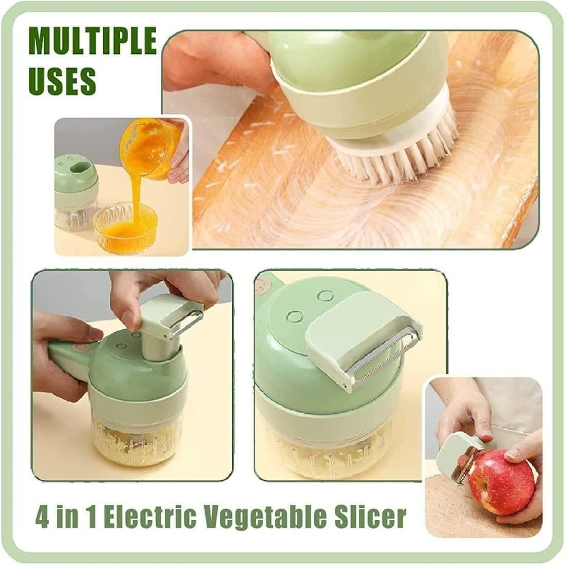 4-in-1 Electric Choppers | Multi-Function Food Processor | Mini Chopper, Garlic Masher, Slicer & Dicer | Compact Kitchen Gadget Dropdash