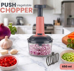 Push Chopper 650ml Manual Vegetable Chopper with 3-Tier Stainless Steel Blades (Pack of 1) 35561