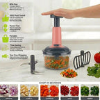 Push Chopper 650ml Manual Vegetable Chopper with 3-Tier Stainless Steel Blades (Pack of 1) 35561