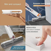 Mini Mop for Kitchen, Floor, Glass, Car & More - 2 Sponges, Self Squeeze, Strong Absorbent, Wet & Dry Use, Multicolour, ABS & Sponge Material