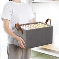 Organizer for Clothes with Metal Frame Rectangle Storage Baskets for Clothing Fabric Storage Box with Handles ( Pack Of 1 )