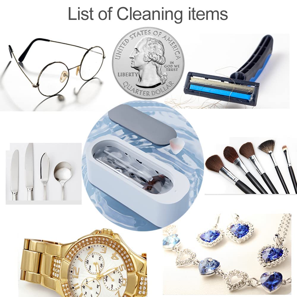 High Frequency Vibration Cleaner | Best Jewelry, Watch & Eyeglass Cleaner Machine | Professional At-Home Ultrasonic 46KHz High-Frequency Cleaning Machine for Valuables & Gadgets | 350 ml capacity Dropdash